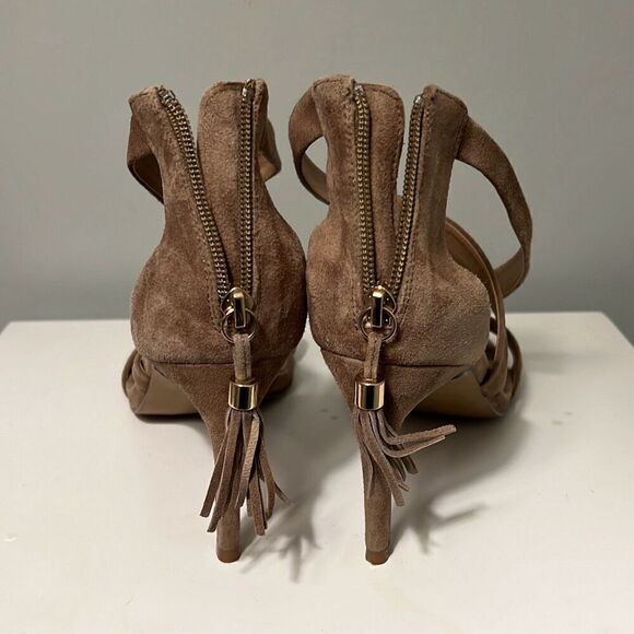 Steve Madden Women's Taupe Suede Strappy Stiletto High Heel Sandals Size 8.5M - Picture 5 of 10